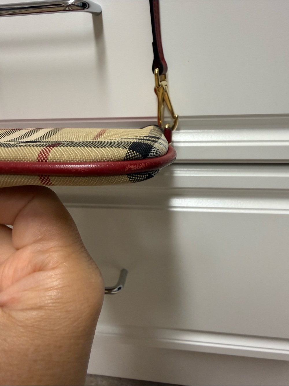 Burberry Beige Check Crossbody with Red Trim - Picture 16 of 16
